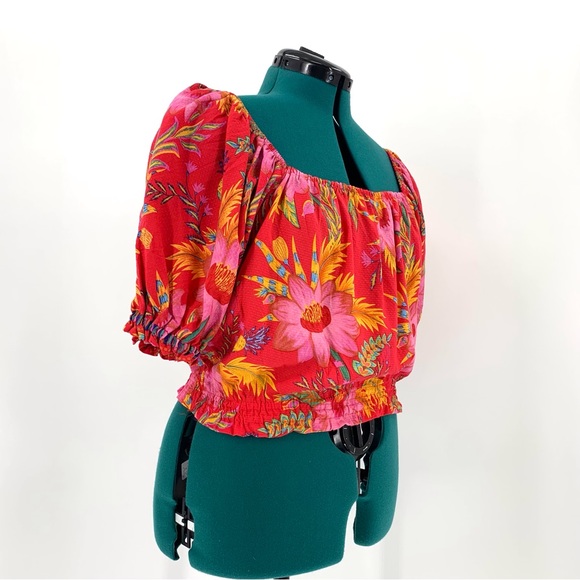 RACHEL Rachel Roy NWT Red Tropical Floral Patterned Off-the Shoulder Top, Medium - Picture 9 of 15